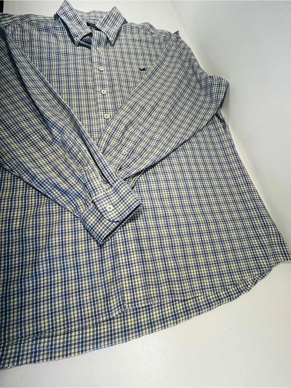Southern Marsh Performance Shirt Men XL Blue Green Plaid Long Sleeve Button Down